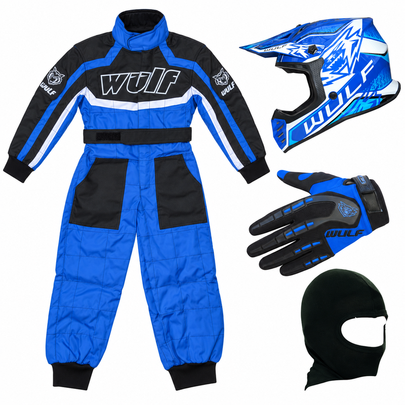 Blue Kids Wulfsport Clothing & Helmet Discount Bundle Deal