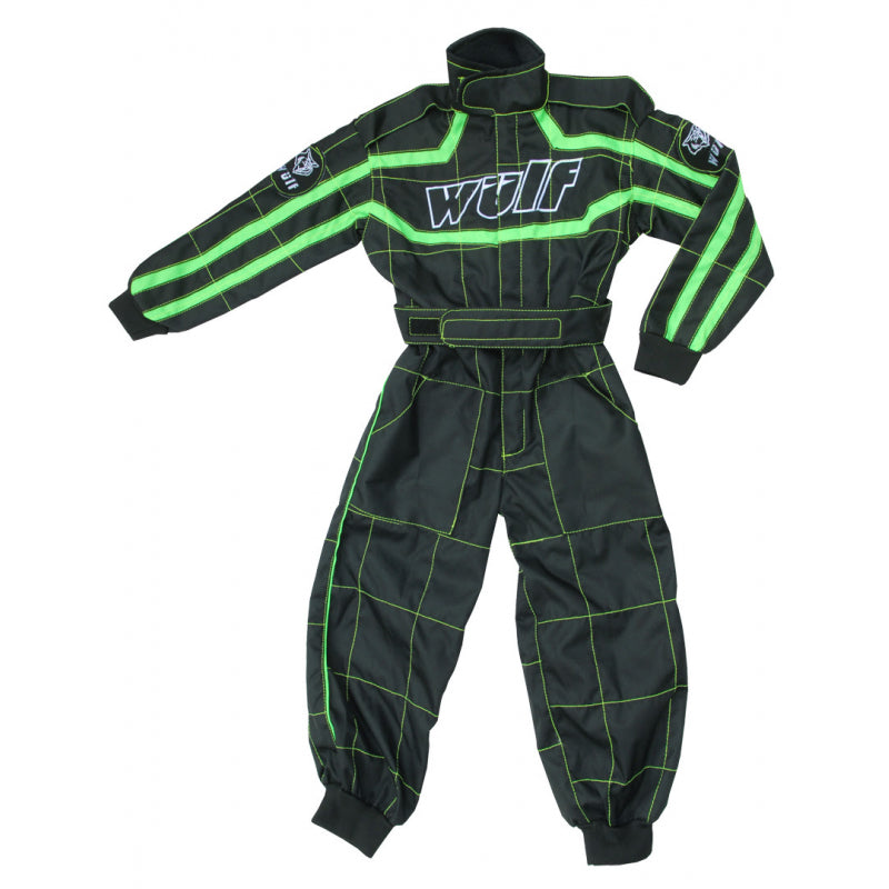 Wulfsport Cub Racing Suit - Black/Green