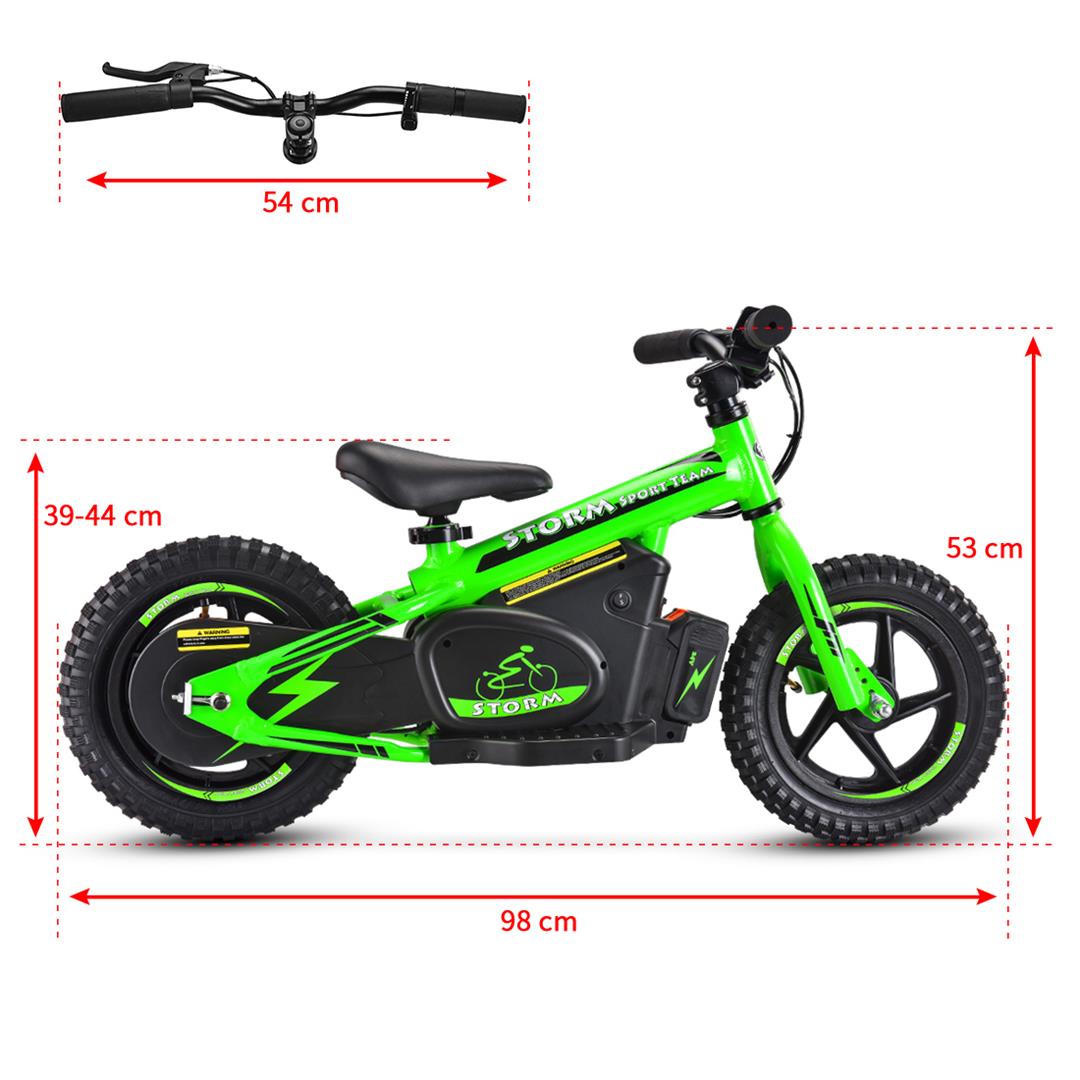 Storm Kids 100w 12 Electric Balance Bike Green