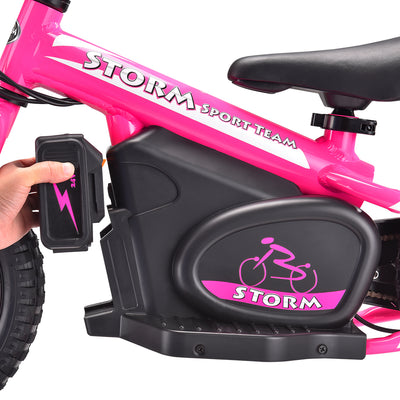 Storm Kids 100w 12" Electric Balance Bike - Pink